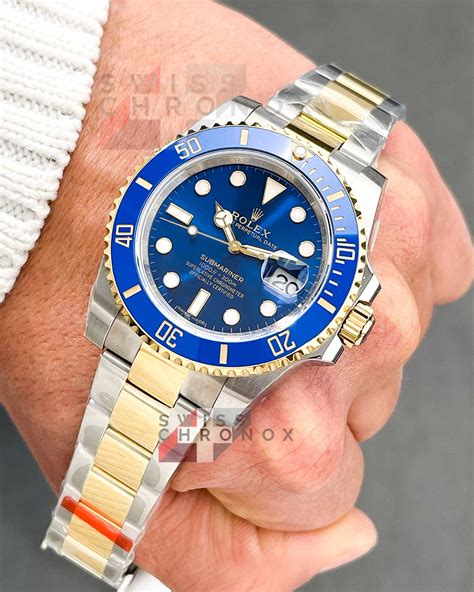 rolex submariner two tone blue face review|Rolex Submariner date 126613ln.